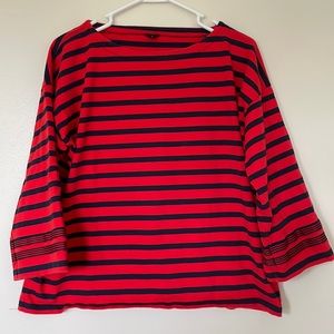 7 Tops $25/ J.Crew Red & Navy Striped 3/4 Sleeve Top. Size Small